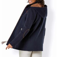 Wollmix-Jacke m. Kapuze, marine-cognac