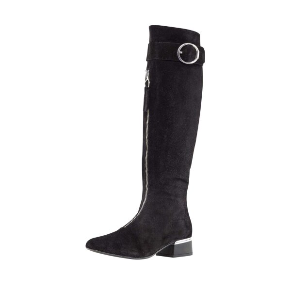 Veloursleder-Stiefel, schwarz