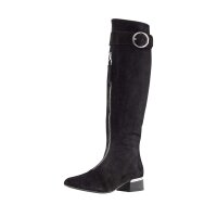 Veloursleder-Stiefel, schwarz