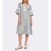 Designer-Kleid, ecru-dunkelblau
