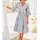 Designer-Kleid, ecru-dunkelblau