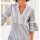 Designer-Kleid, ecru-dunkelblau