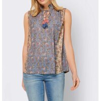 Top z nadrukiem i frędzlami, kolor denim blue / wanilia