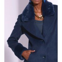 Wolljacke m.Pelz-Imitat-Details, marine