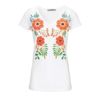 Designer-Shirt m. Perlenstickerei, weiß-bunt