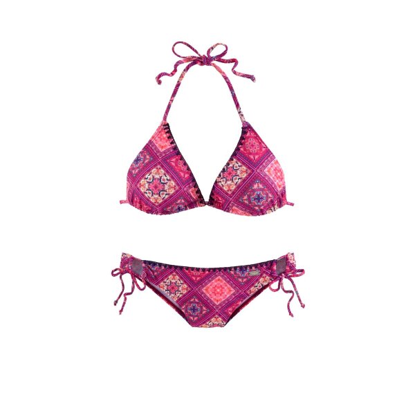Marken-Triangel-Bikini, bordeaux-bunt, C/D-Cup