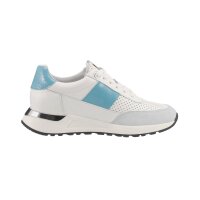 Cowhide nappa suede sneakers, white-turquoise