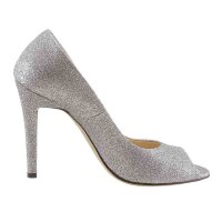 Evening peeptoe pumps, silver coloured