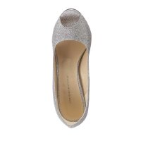 Designer-Abendpeeptoes, silberfarben