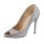 Designer-Abendpeeptoes, silberfarben