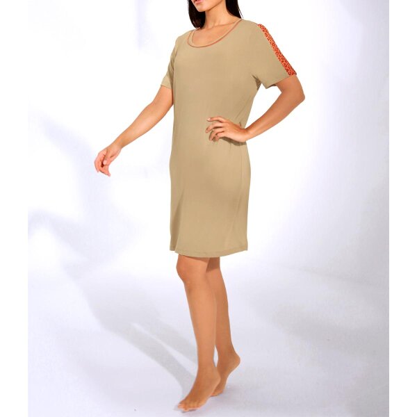 Jersey sleep shirt, camel-mandarine