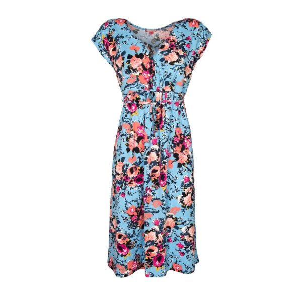 Marken-Druckkleid, blau-bunt