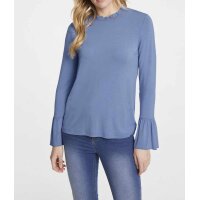 Designer-Jerseyshirt m. Volants, bleu
