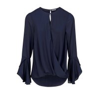 Blouse with flounces, navy