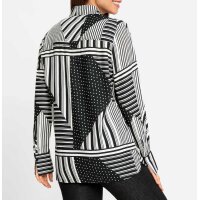 Hemdkragen-Longbluse, weiß-schwarz-bedruckt