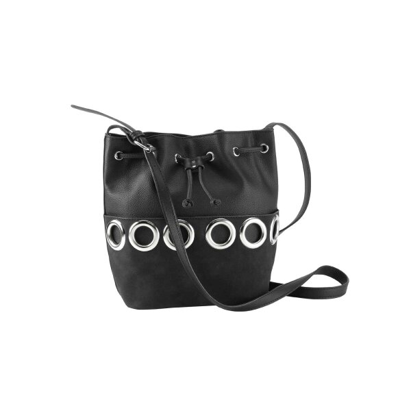 Beuteltasche m. Metall-Ösen, schwarz