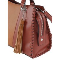 Handtasche  in Velours-und Glattleder-Optik, rostrot