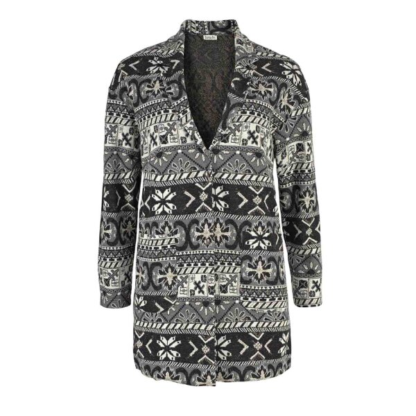 Jacquard-Stricklongblazer, beige-grau