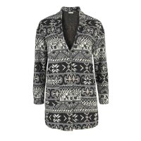 Jacquard-Stricklongblazer, beige-grau