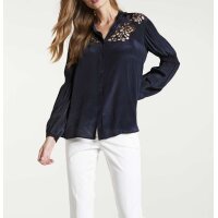 Bluse m. Perlen-Stickerei, nachtblau