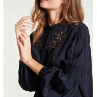 Bluse m. Perlen-Stickerei, nachtblau