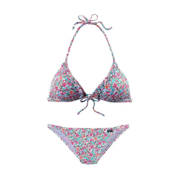Marken-Triangel-Bikini, weiß-bunt
