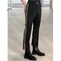 Stretchhose m. Animalprint, schwarz