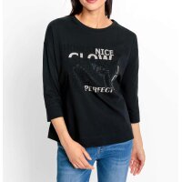 Shirt with print and glitter stone, black