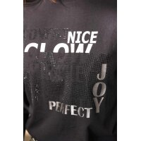 Shirt with print and glitter stone, black