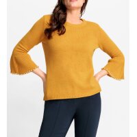 Sweater with bell sleeves and beads, ochre