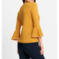 Sweater with bell sleeves and beads, ochre