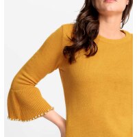 Sweater with bell sleeves and beads, ochre