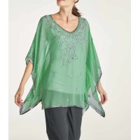 Chiffon-Tunika m. Perlen, mint