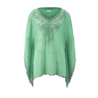 Chiffon-Tunika m. Perlen, mint