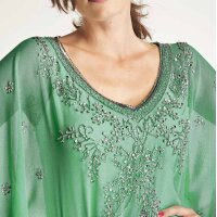 Chiffon-Tunika m. Perlen, mint