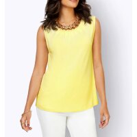 Shirt top with pleats and beads, lemon