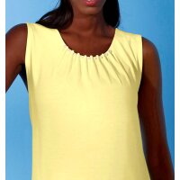 Shirt top with pleats and beads, lemon