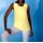 Shirt top with pleats and beads, lemon