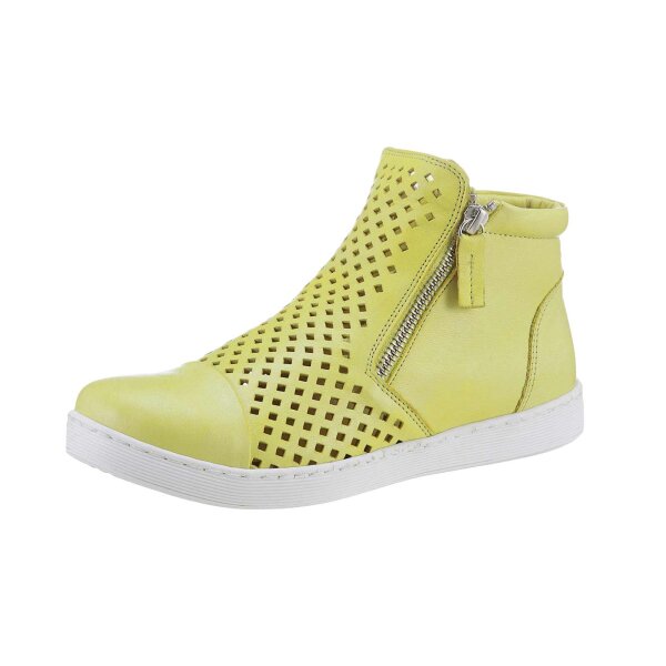Nappaleder-Hightop-Sneaker, limettengelb