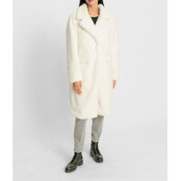 Lapel collar coat with fur imitation, champagne