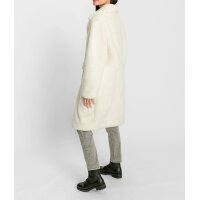 Lapel collar coat with fur imitation, champagne
