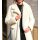 Lapel collar coat with fur imitation, champagne