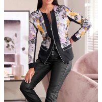 Print shirt jacket, black-light grey
