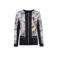 Print shirt jacket, black-light grey