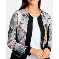 Grafik-Print-Shirtjacke, schwarz-hellgrau