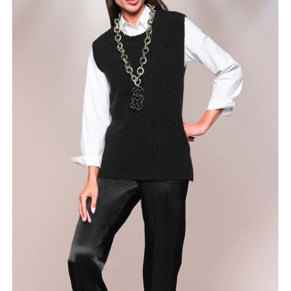 Rib knit sweater, black