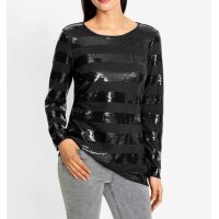 Shirt m. Paillettenstreifen, schwarz