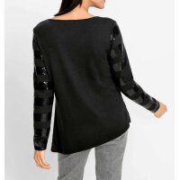 Shirt m. Paillettenstreifen, schwarz