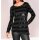 Shirt m. Paillettenstreifen, schwarz