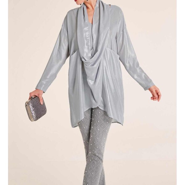 Chiffon-Bluse, silberfarben